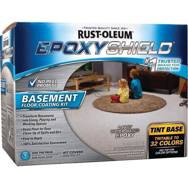 Rust-Oleum EPOXYSHIELD Basement Floor Coating Kit, Tint Base, Liquid 225446